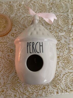 Rae Dunn Perch Ceramic Birdhouse Ornament - White
